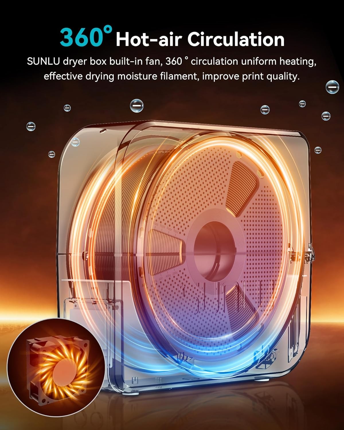 SUNLU Dryer S1 Plus/S2 3D Printer Filament Dryer Box With Fan For PLA PETG ABS