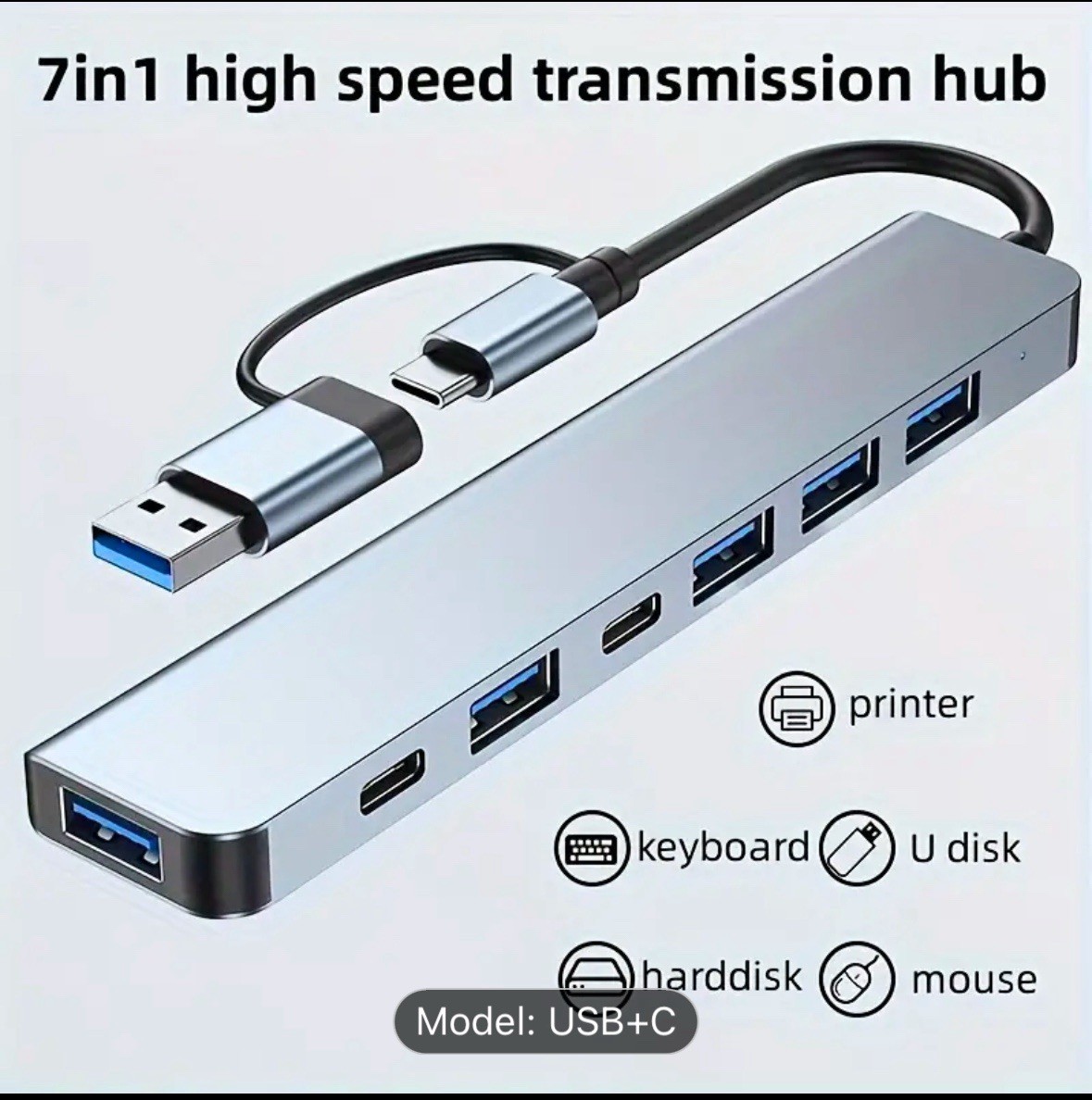 7 in 1 Multiport Hub Type C Type A Multi-hub Dock Adapter MAC PC