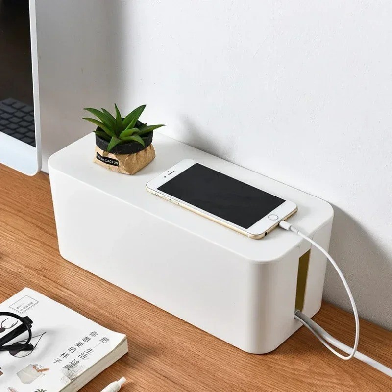 Cable Management Storage Box for Power Strip – Desktop Wire Organizer Case