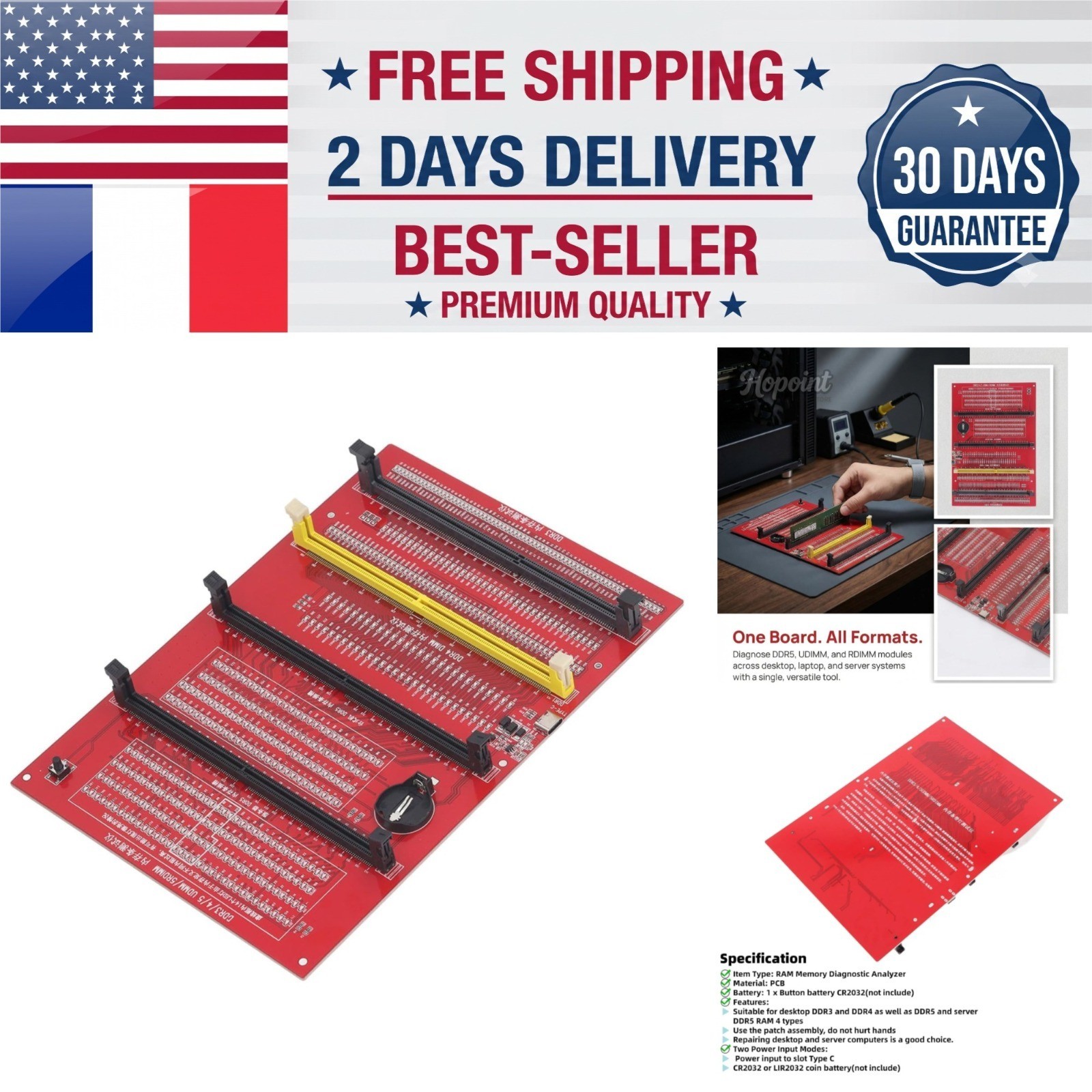 Universal 4-in-1 Memory Diagnostic Tester Card for DDR3 DDR4 DDR5