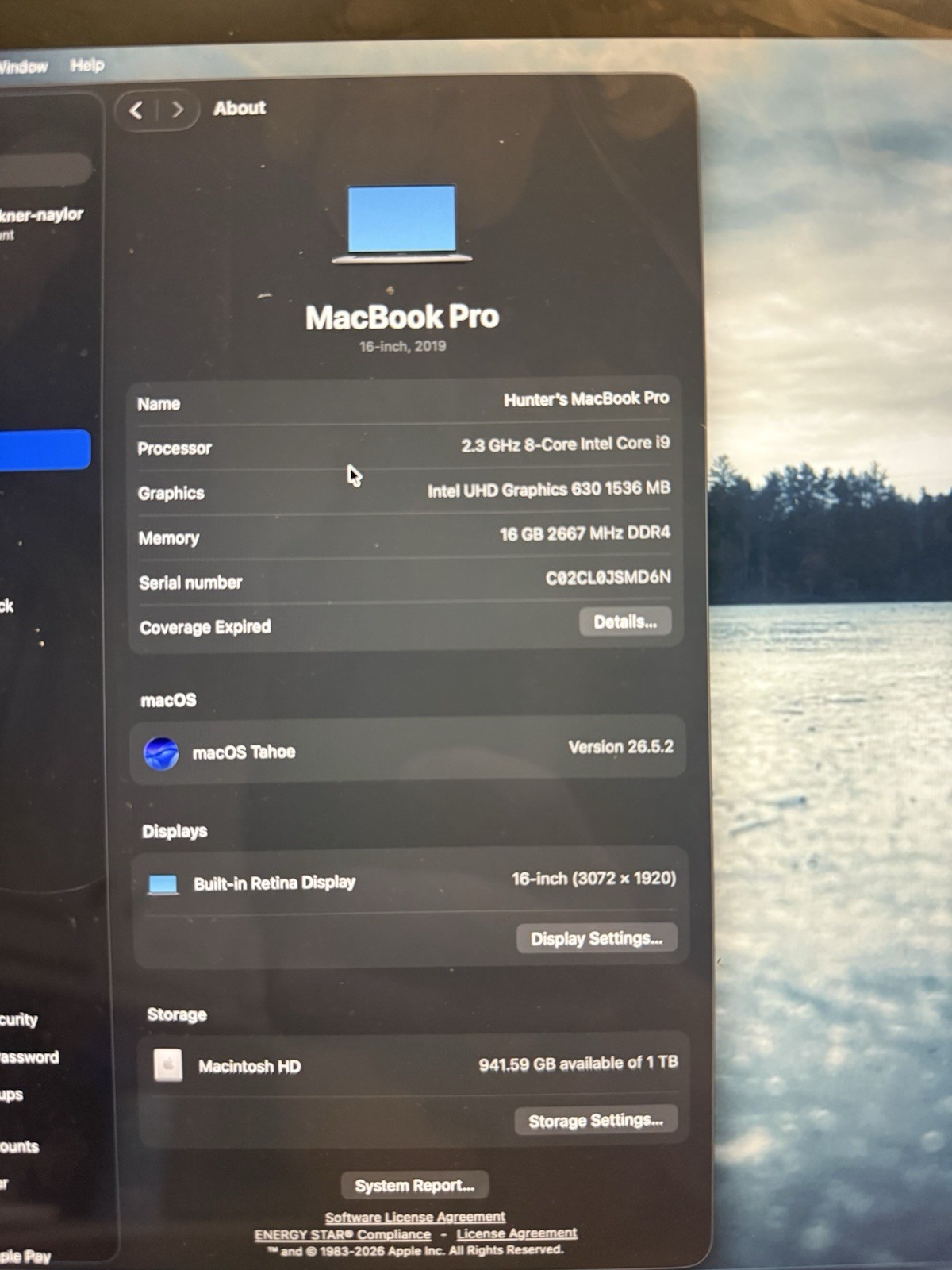 Apple MacBook Pro 16 in 2019 Space Gray/Intel Core I9 2.30 GHz, 1 TB 16 GB Intel