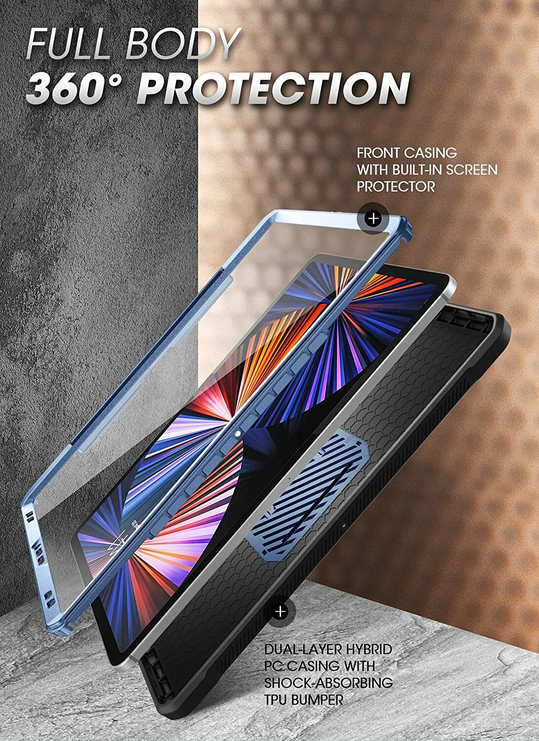 For iPad Pro 12.9″ (6th/5th/4th Gen) 2022, SUPCASE w/ Pen Slot Case Screen Cover