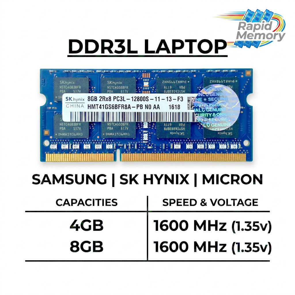 DDR3L Laptop RAM 8GB 4GB PC3L-12800S 1600MHz 1.35V SODIMM Samsung SKhynix Micron