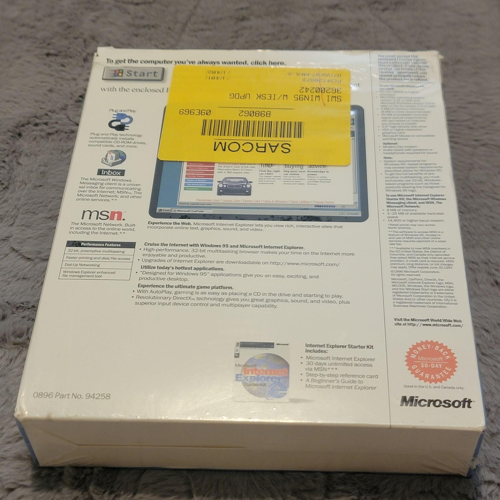 Vintage 1996 Microsoft Windows 95 Upgrade Sealed 3.5 Floppy Disc Set Retail Box