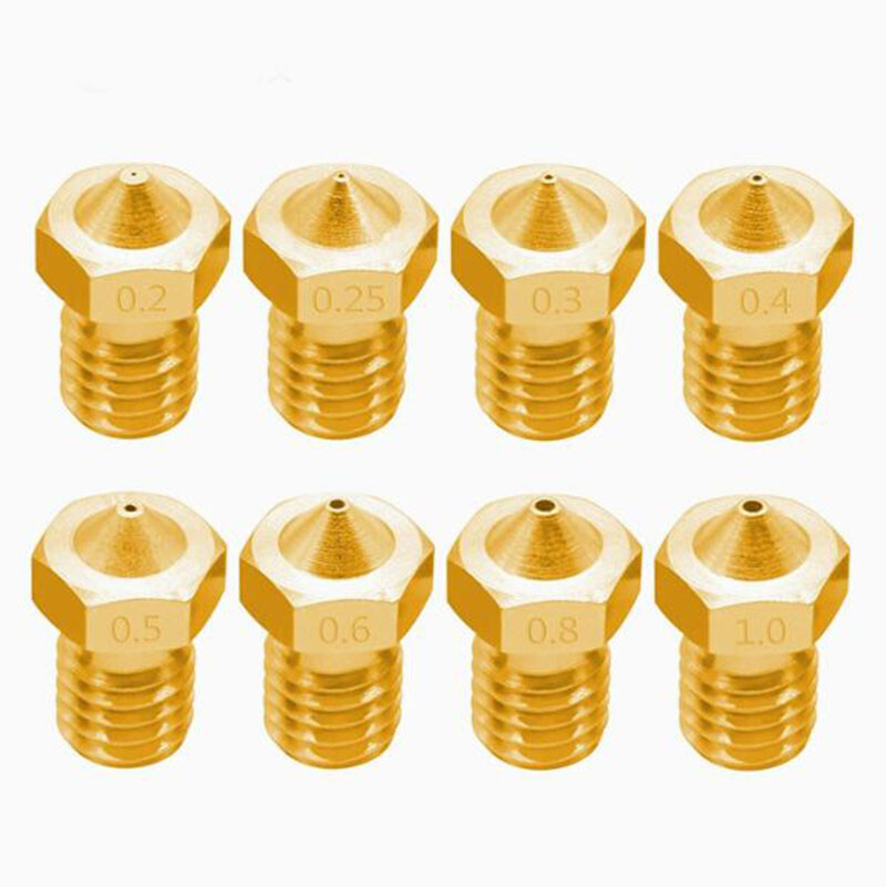 3D Printer Nozzle 0.1mm-1.0mm Brass V5 V6 nozzle M6 thread 1.75mm/3.0mm Filament