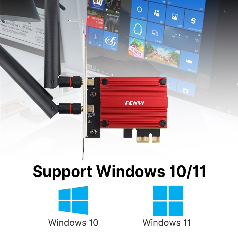 WiFi 7 PCIe Desktop Adapter Tri-Band Bluetooth 5.3 Wireless Card for Intel AMD