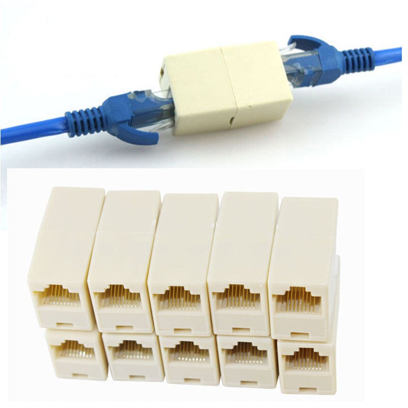 10Pcs/Set CAT5e RJ45 Female to Female Inline Coupler Joiner Connector CAT5 PACK