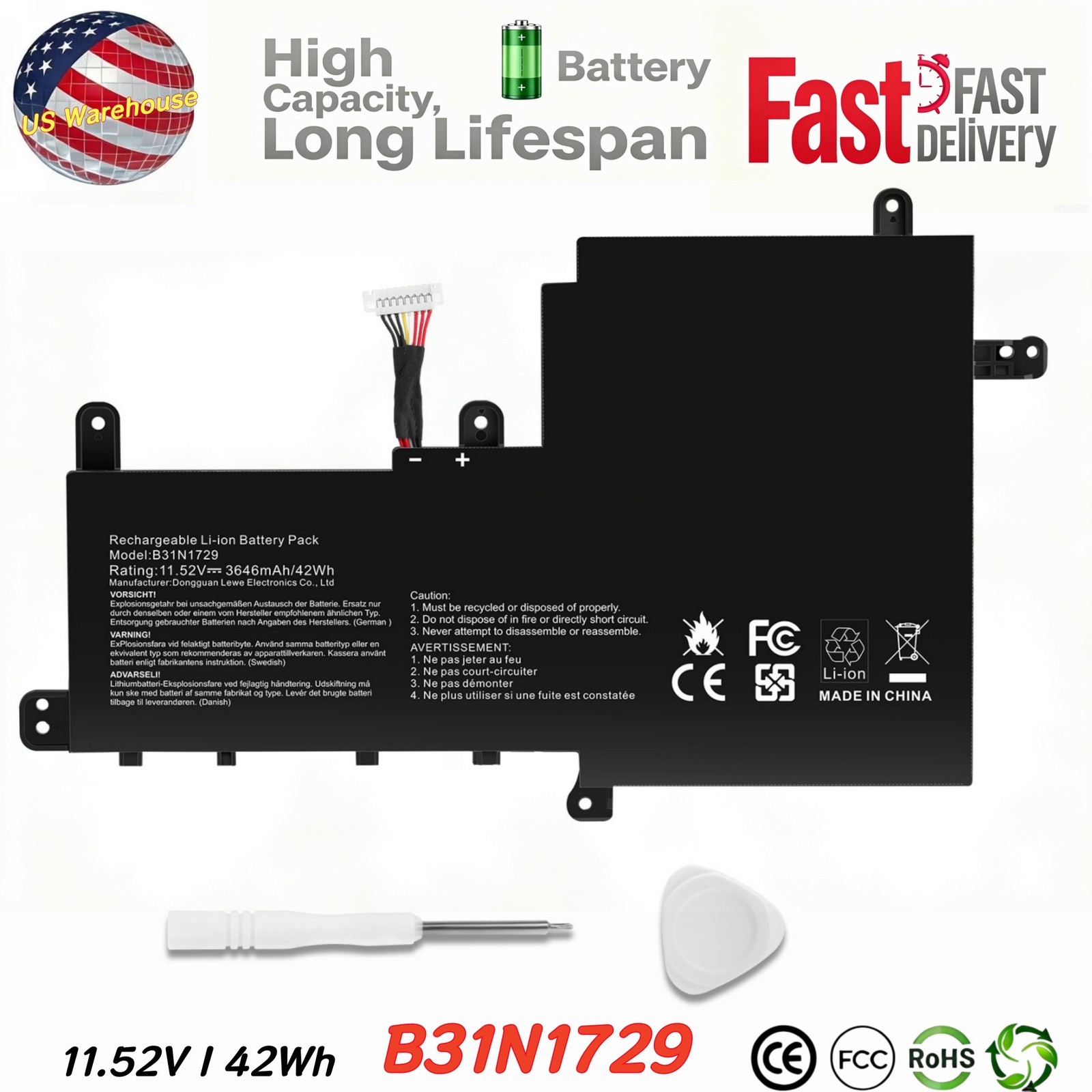 B31N1729 Battery For ASUS VivoBook S15 S530FA S530FN S5300U S5300UN S530 S530F