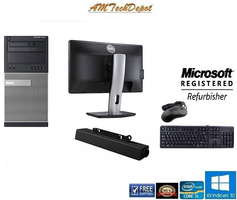 Dell Optiplex 7010 MT i5 3.2Ghz 16GB Win10 Pro 500GB HDD W/P2212 HD Monitor