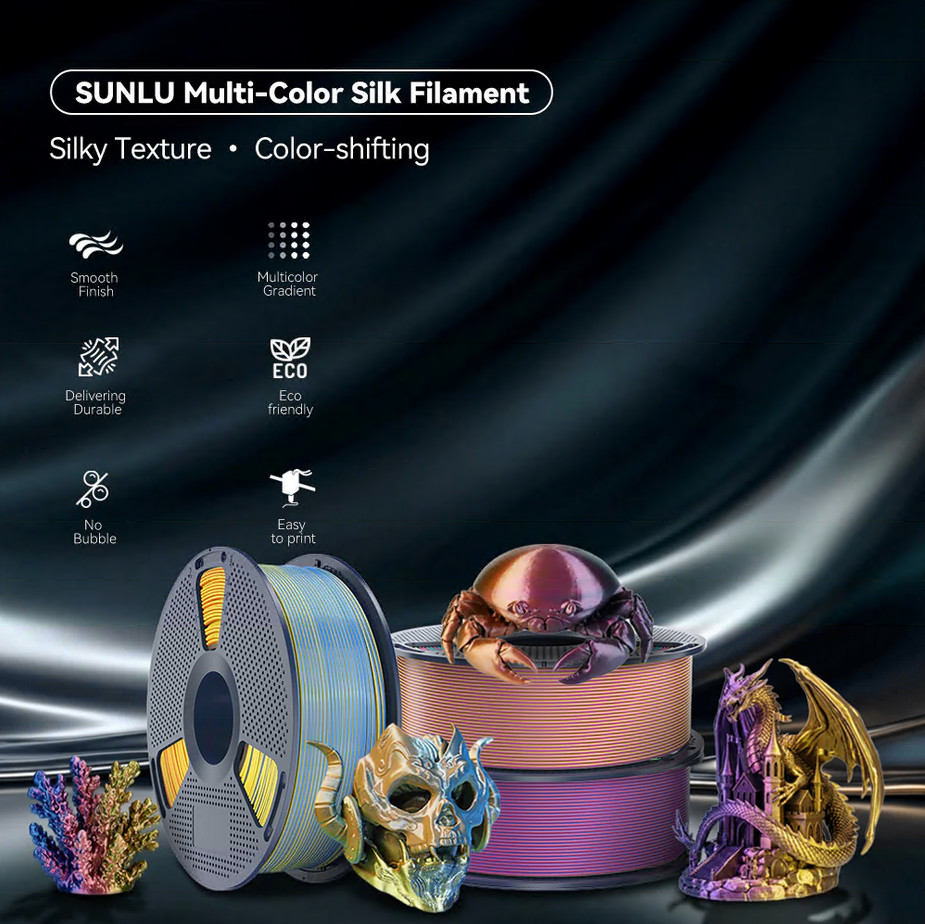 【BUY 6 GET 4 FREE,ADD 10】SUNLU 1.75MM SILK Shiny PLA+ Filament 1KG/2.2LBS Spool