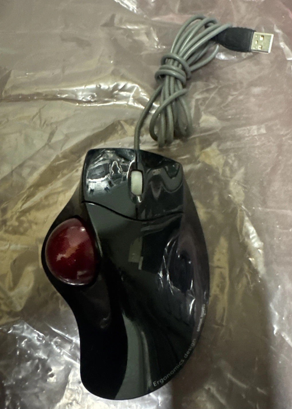 SANWA SUPPLY MA-TB39BK Black Trackball Wired Mouse Red Ball