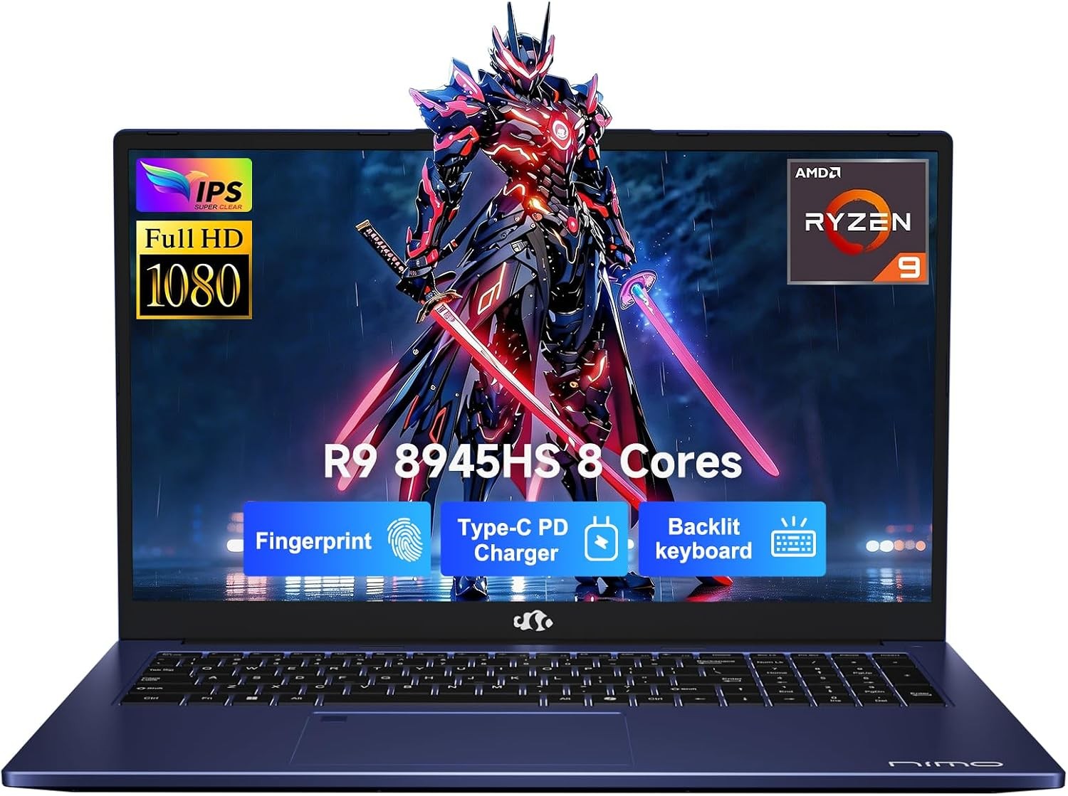 NIMO 17.3″ Light Gaming Laptop AMD Ryzen 9 8945HS 8C/16T 16GB DDR5 RAM 1TB SSD