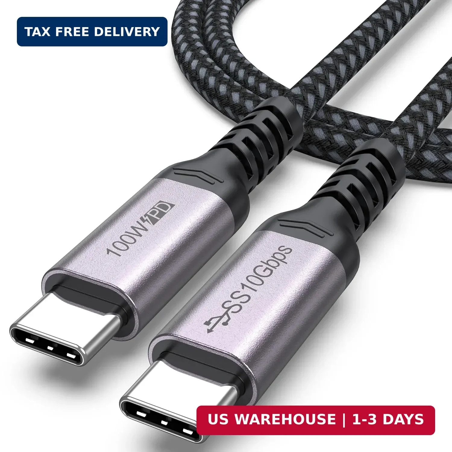 USB C to USB C Data Transfer Cable 3ft, 10Gbps High Speed 4K@60Hz Monitor Video