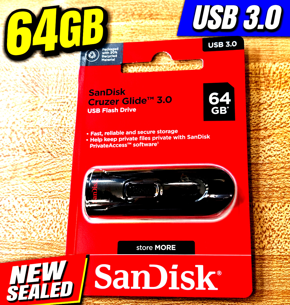 SanDisk Cruzer Glide 64GB USB 3.0 Flash Drive SDCZ600-064G NEW Sealed