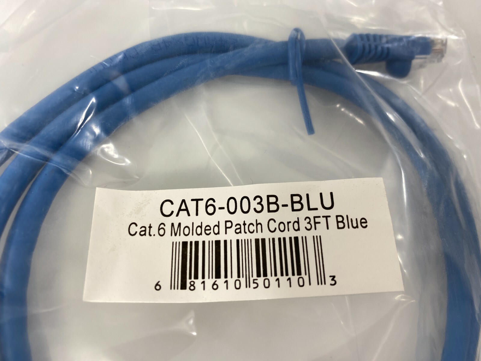 CAT6 Patch Network Cable Rj45 Ethernet 3ft CAT6-003B-BLUE Cat.6 Molded Patch