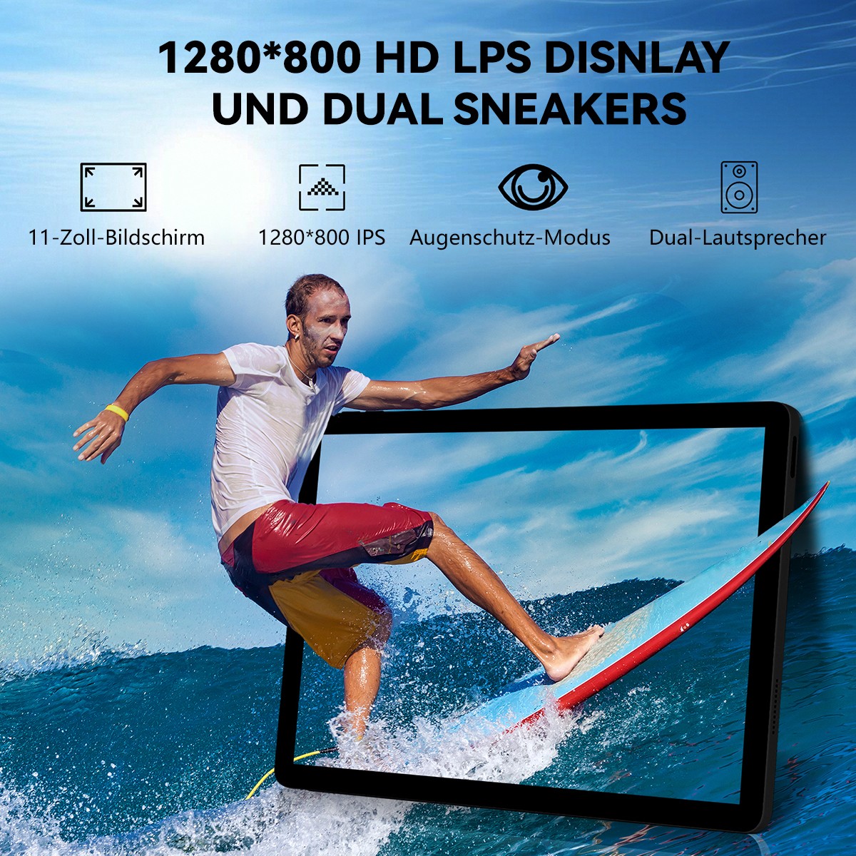 AEEZO 11″ WIFI Tablet Android 14 HD 10+128GB Tablet Pad Octa-Core Dual Camera