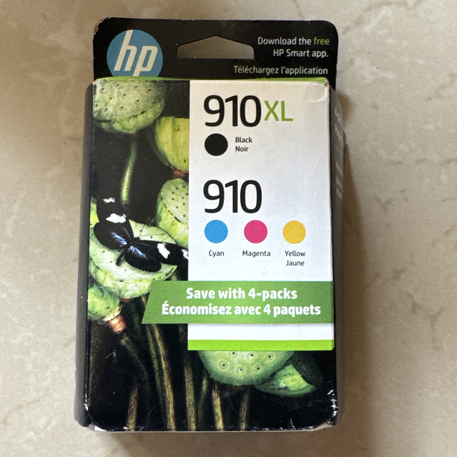 4-PACK HP GENUINE 910XL BLACK & 910 COLOR INK Feb 2027
