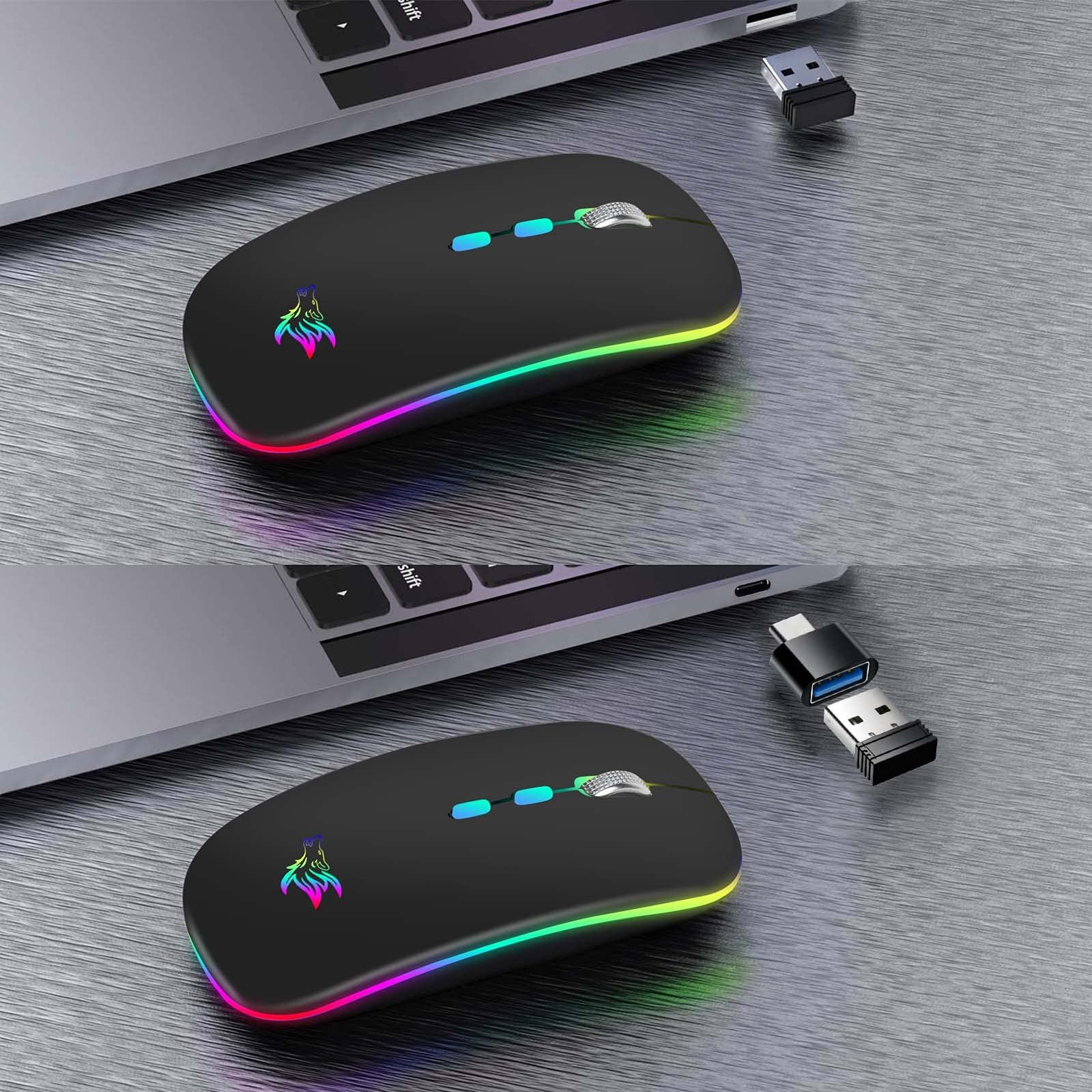 Hotlife Led Wireless Mouse, Slim Rechargeable Silent Portable Usb Opti