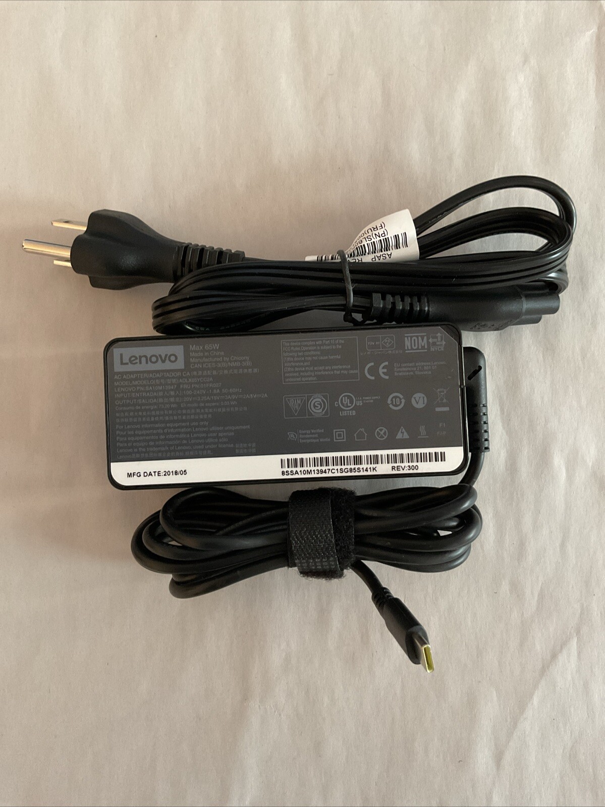 LOT OF 5 OEM Lenovo 65W USB-C AC Adapter For P51s P52s E485 E580 T470 X280 TP25