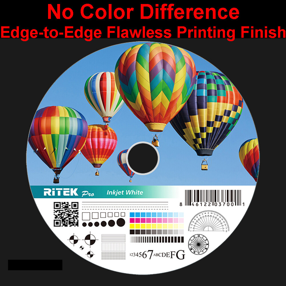 50 Ritek Pro CD-R 52X 700MB Water Resistant Glossy White Inkjet Printable Disc