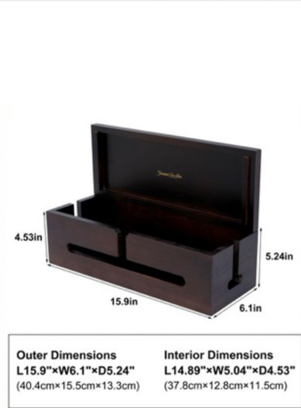 Dark Brown Wood Cable Minimalist Organizer Management Box, Wood Cord Desk Cable