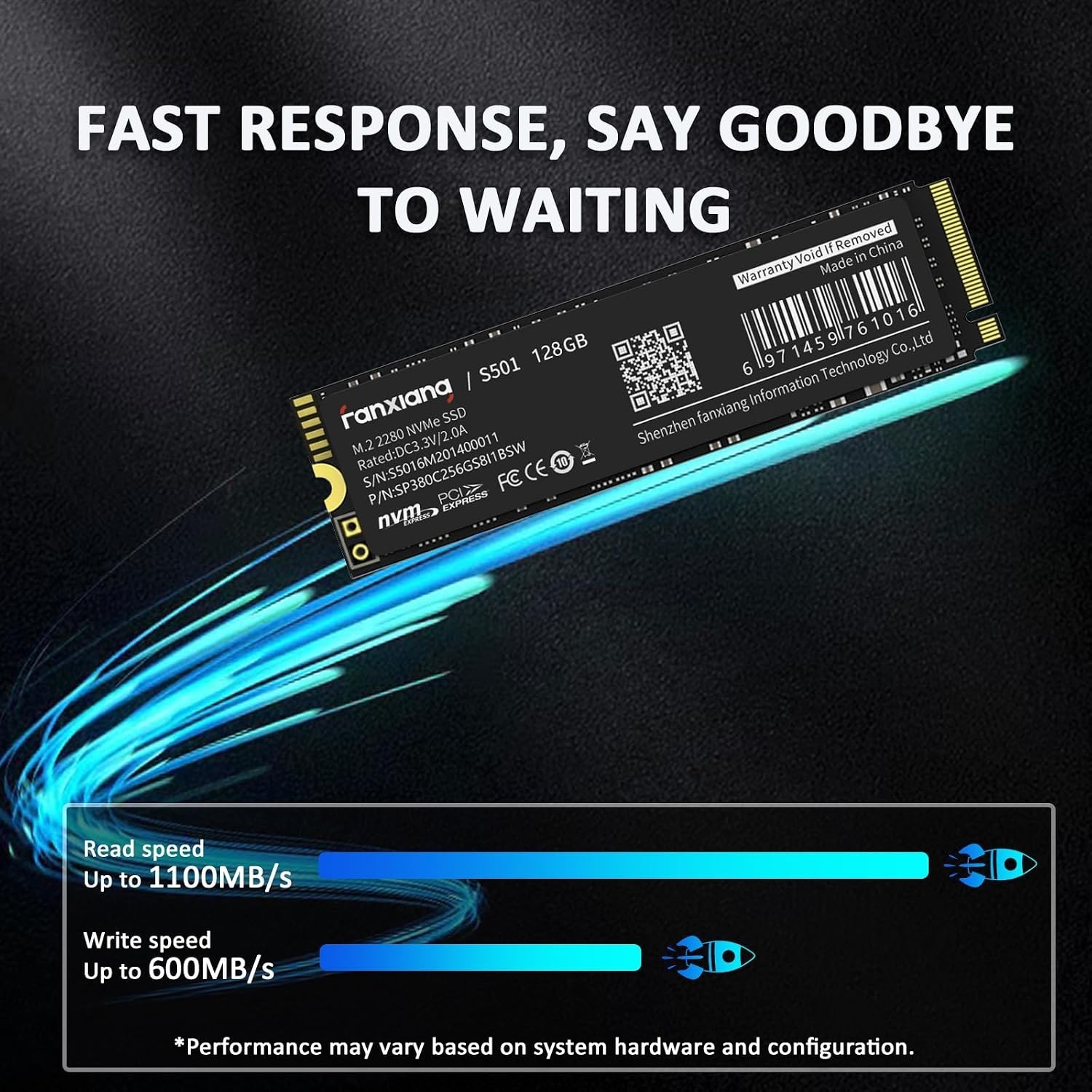 S501 128GB M.2 NVMe SSD with Hardware Encryption – Speeds up to 1,200 MB/s