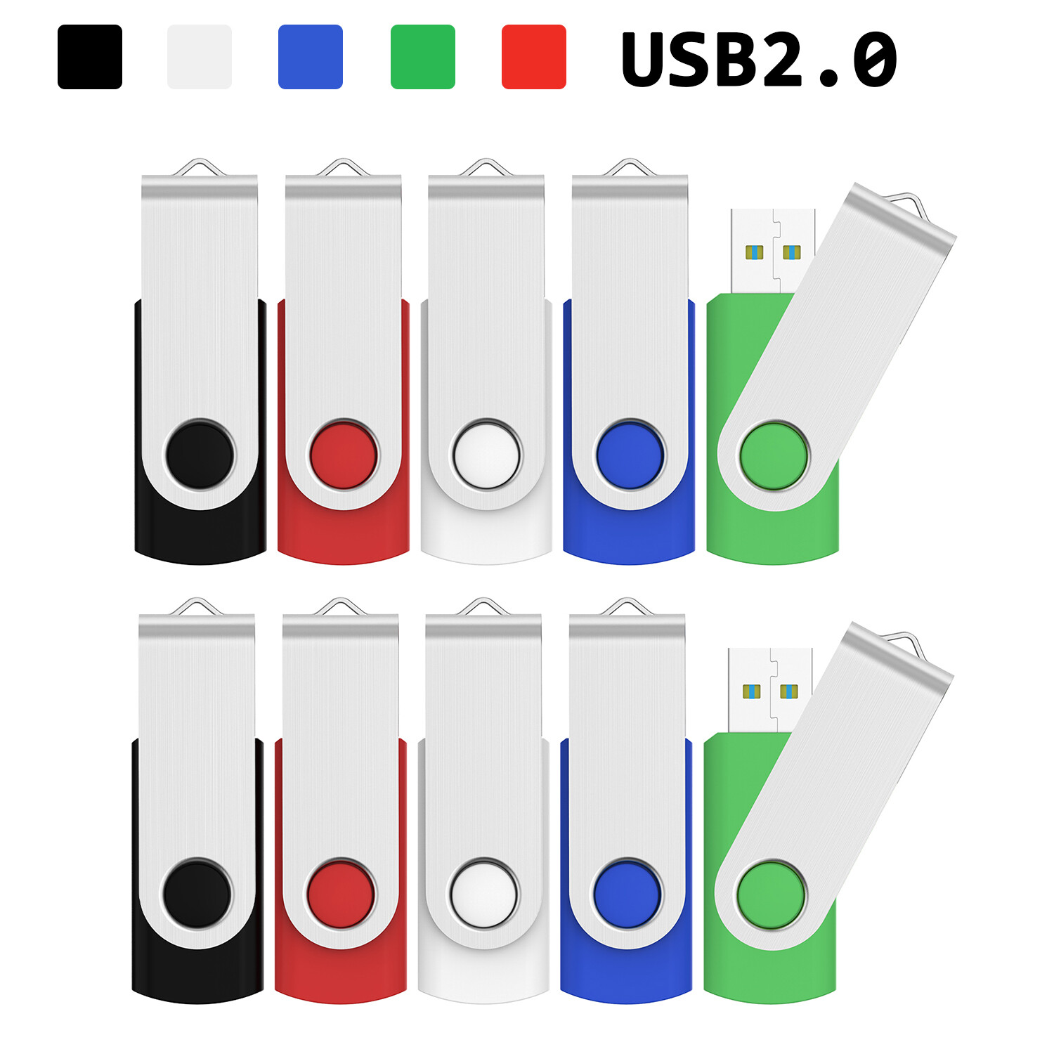 5/10Pack 1G 2G 4G 8G 16GB Swivel USB 2.0 Flash Pen Drive Folding Memory Sticks