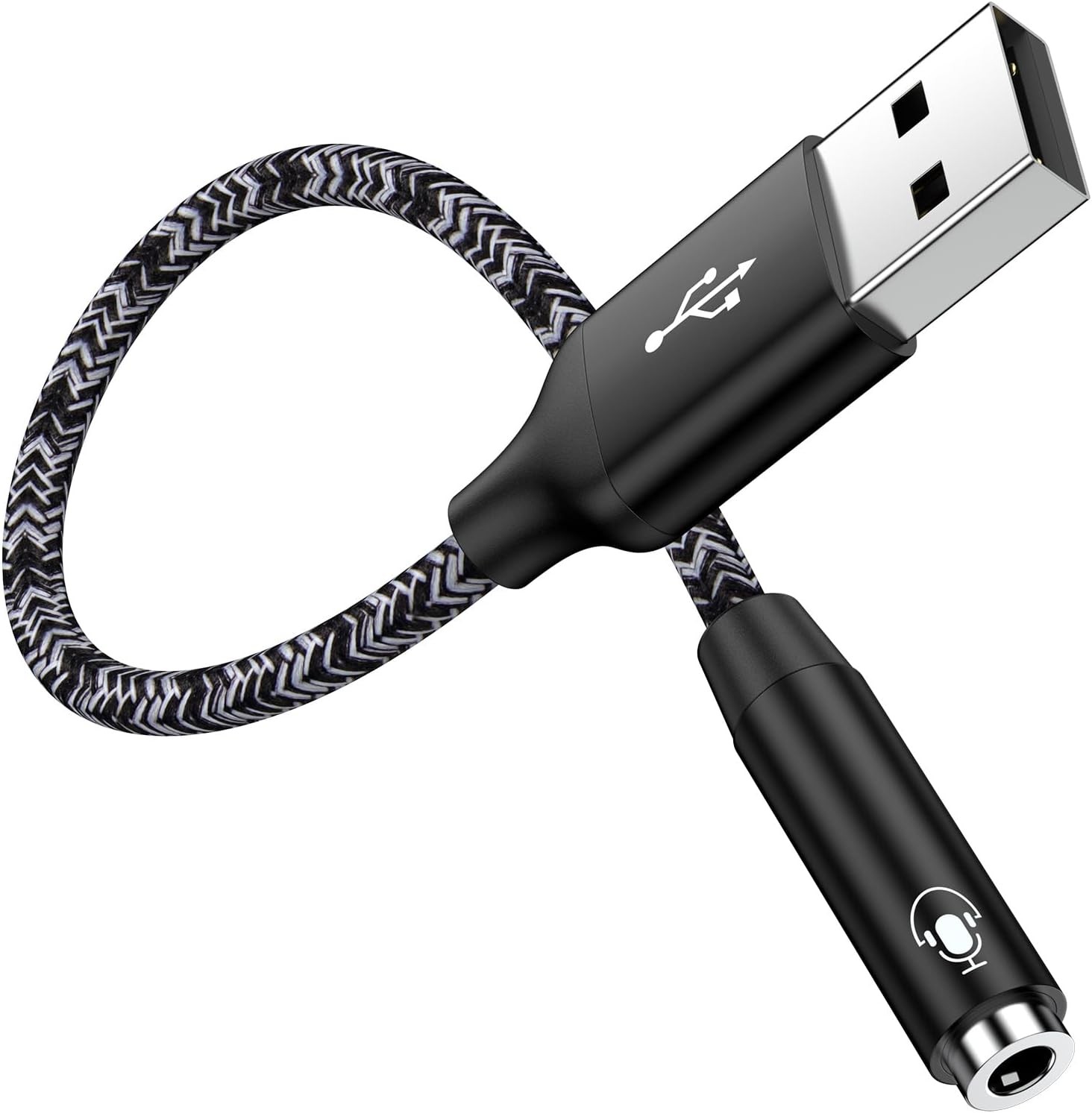 USB to 3.5mm Audio Adapter, AUX to USB Headphone Adapter, USBA to Headset Jack A