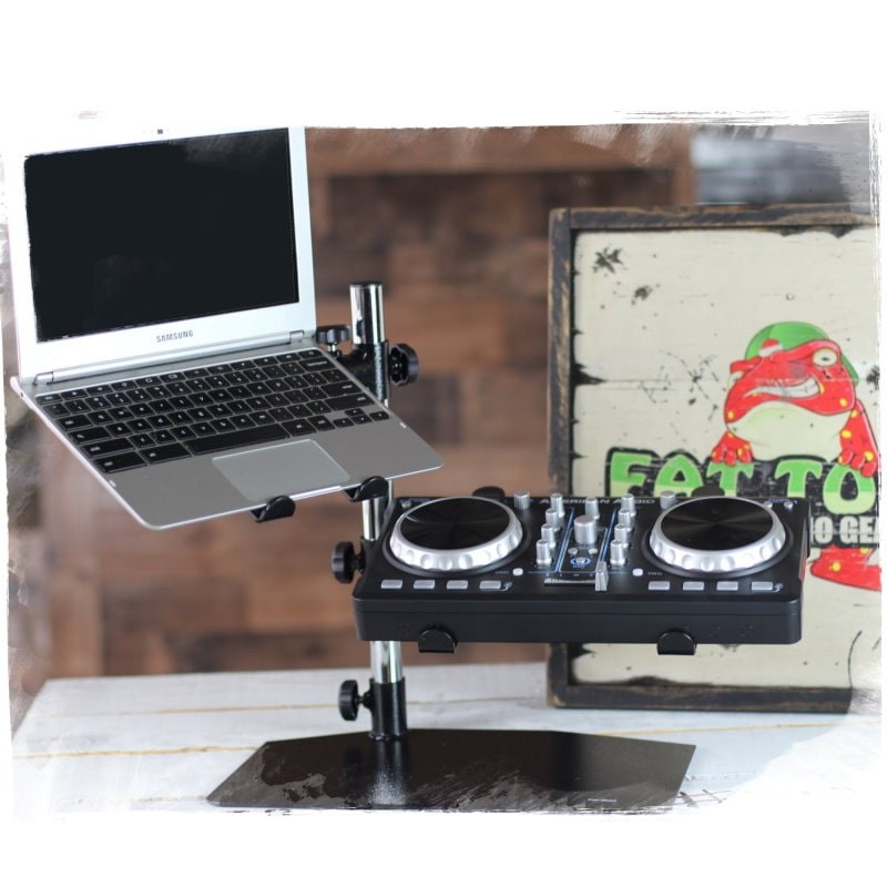 Double DJ Laptop Stand – 2 Tier PA Equipment PC Table Monitor CD Player Speakers
