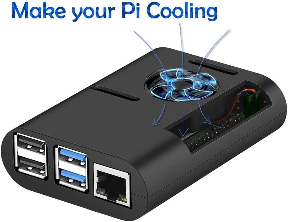 Raspberry Pi 4 Model B Case – Black ABS with Cooling Fan & Easy Install Features