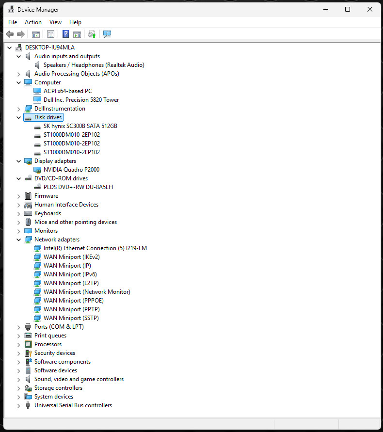 Dell Precision T5820 Xeon W-2123 @ 3.60GHz 32GB RAM 512GB SSD 3x 1TB HDD W11 Pro