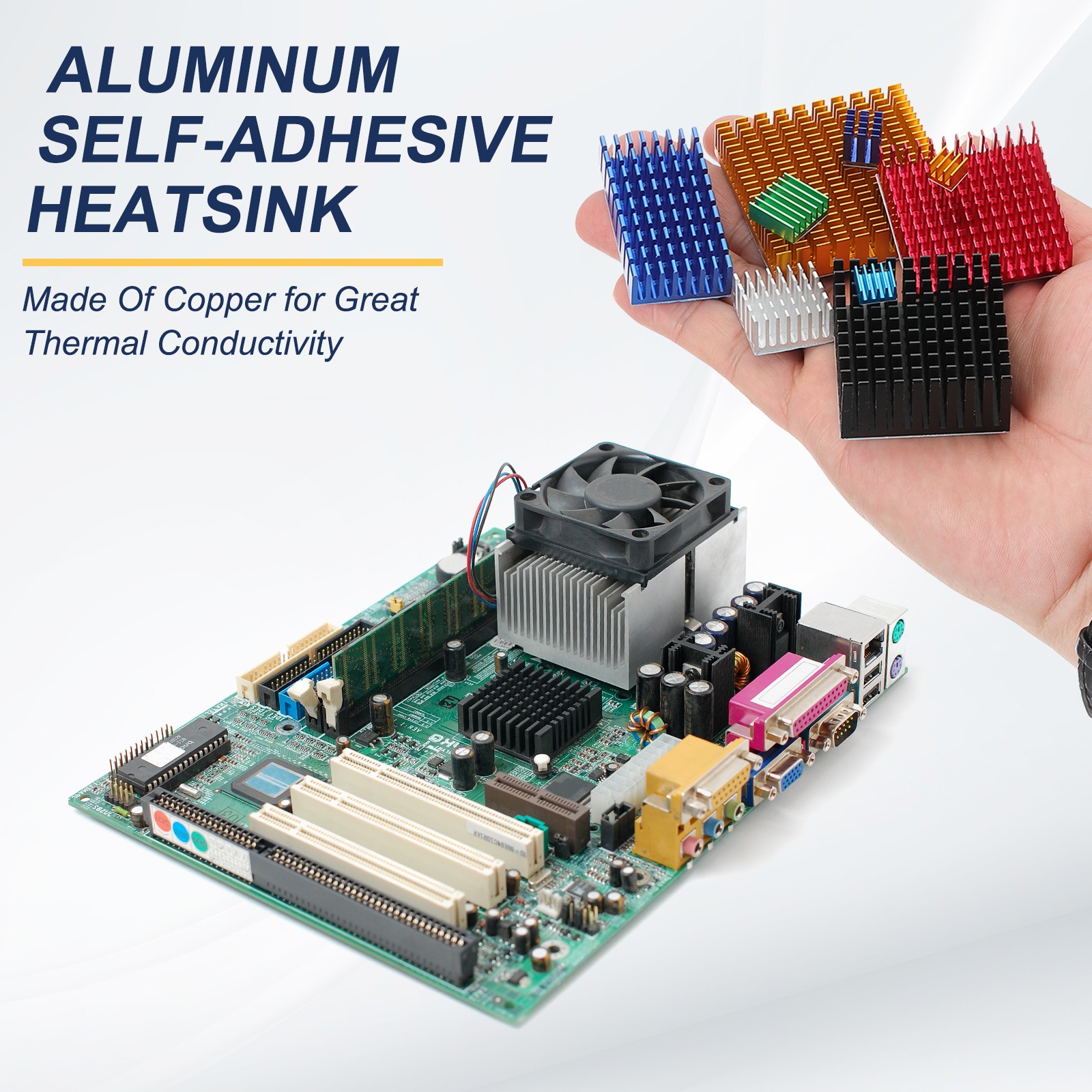 2 Pcs Heatsink 50x50x11mm Aluminum Heat Sink with Thermal Blue Sticker Black