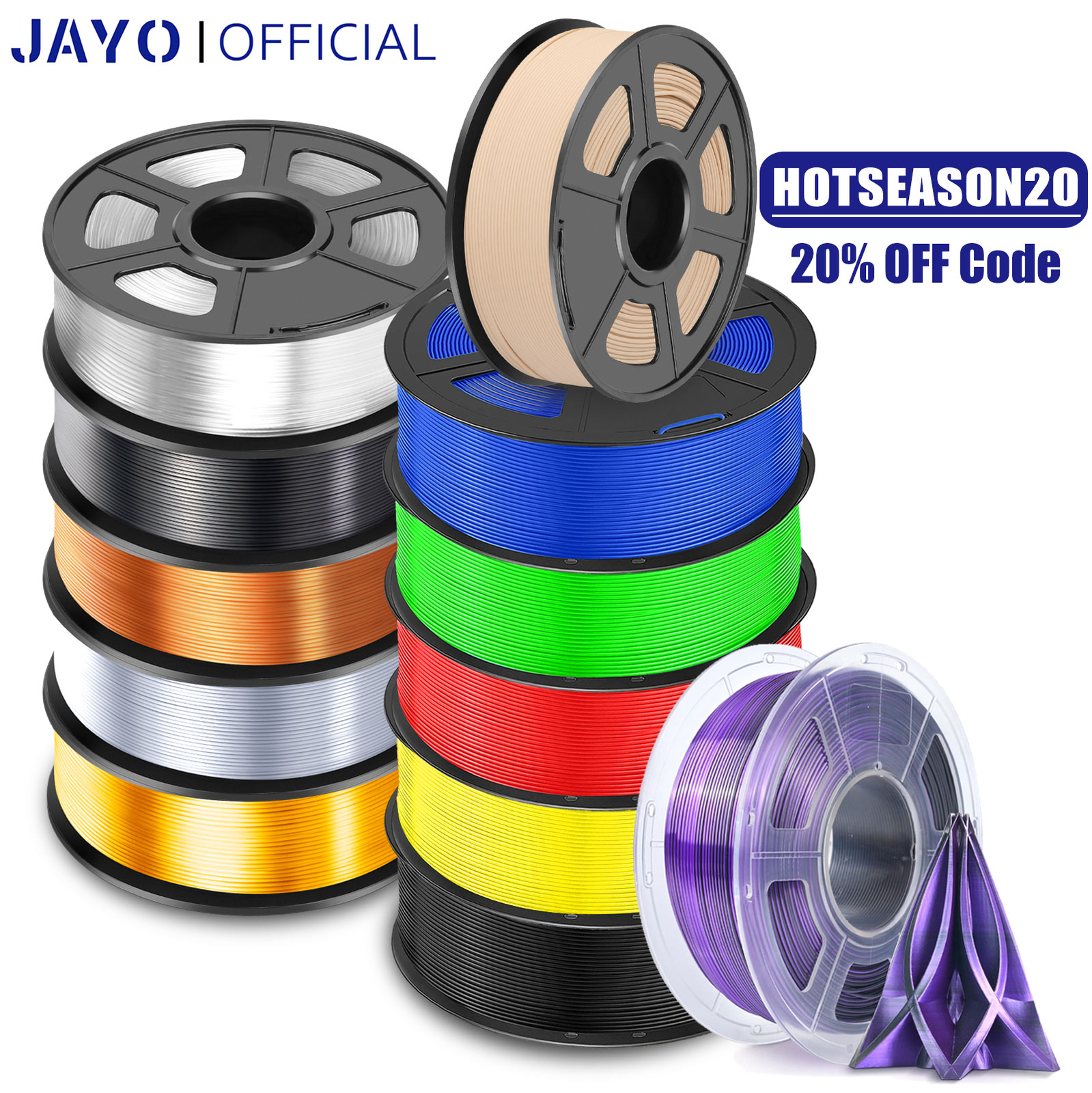 【Official JAYO】BUY 10 PAY 6🎁 1.1KG Matte PLA ABS PLA+ SILK PETG Filament 1.75mm