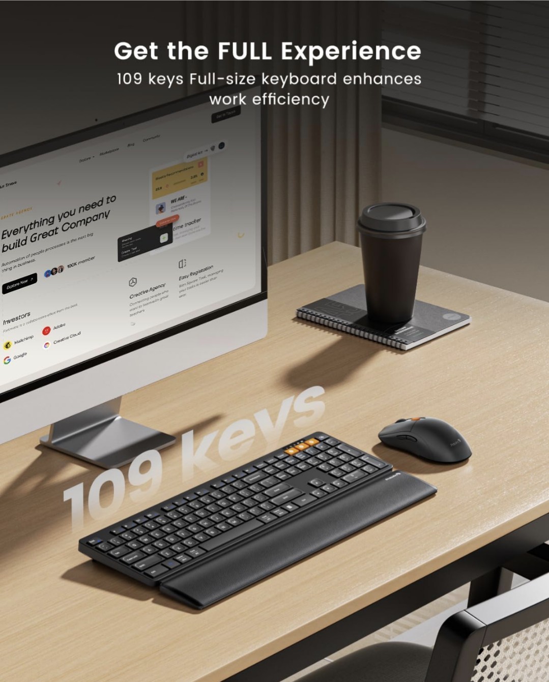 ProtoArc Ergonomic Keyboard Mouse Combo Wireless Bluetooth Rechargeable