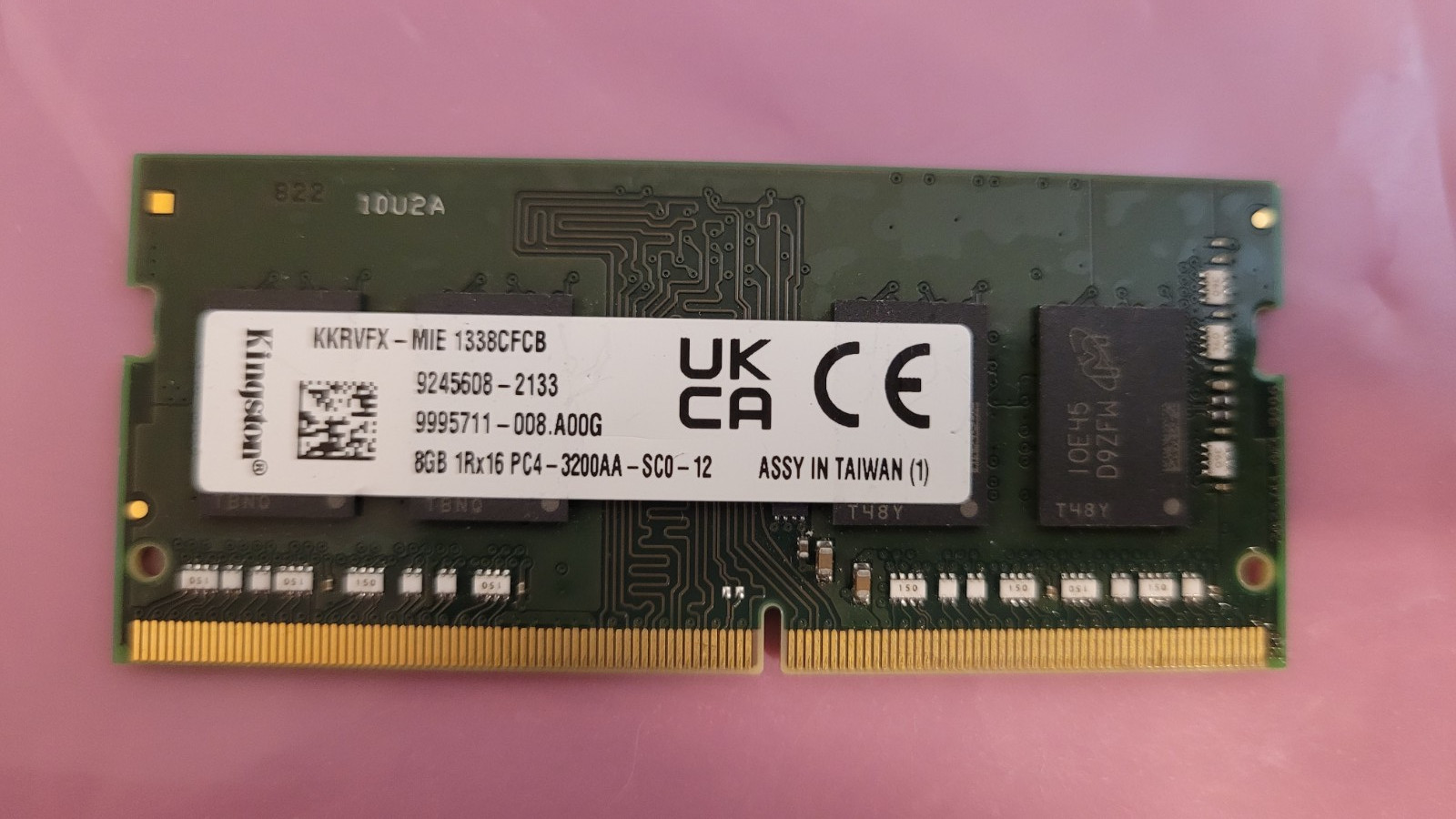 Kingston 8GB PC4 3200 DDR4 3200MHz PC4 25600 1.2V CL22 Laptop Ram Memory 1Rx16