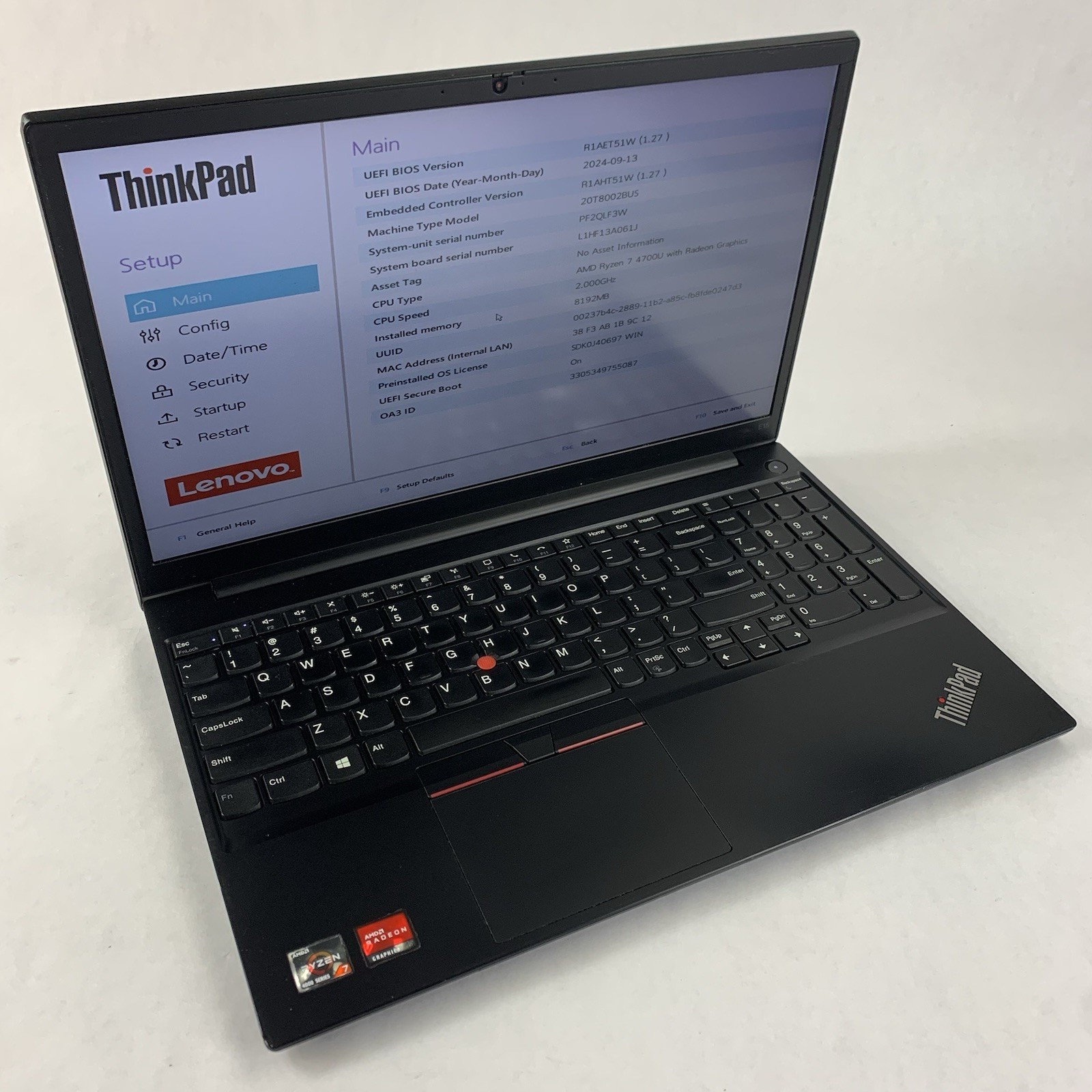 Lenovo ThinkPad E15 Gen 2 15.6″ Ryzen 7 4700U 2.0 GHz 8 GB Ram No OS/HDD/AC