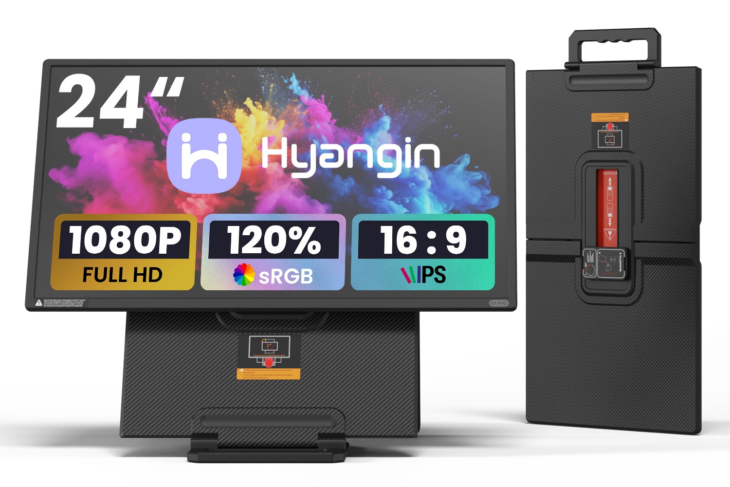 90% NEW – Hyangin D1 24″ Portable Monitor Dual Second Screen Extender for Laptop