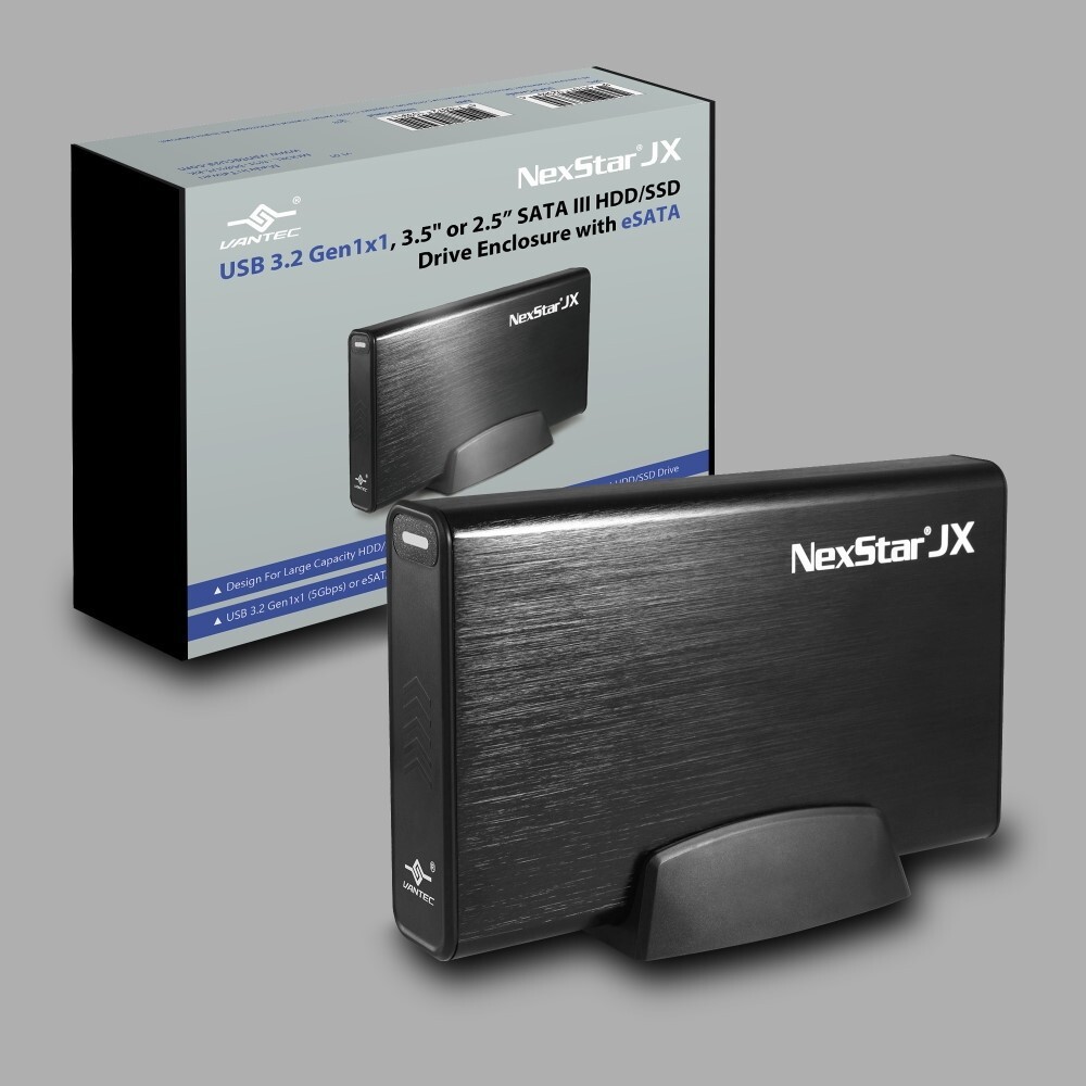 Vantec NexStar JX USB 3.2 Gen1x1, 3.5″ or 2.5” SATAIII HDD/SSD Enclosure w/eSATA