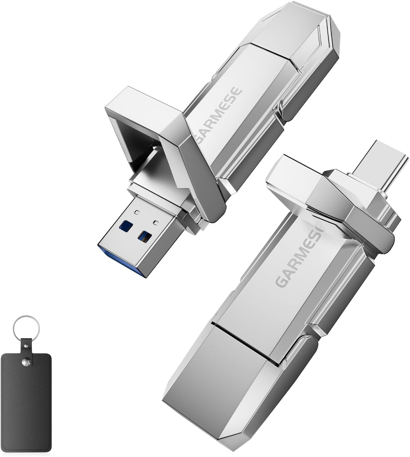 ⚡ USB C SSD Flash Drive 128GB 450MB/s Dual USB 3.2 Type C A External Metal Drive