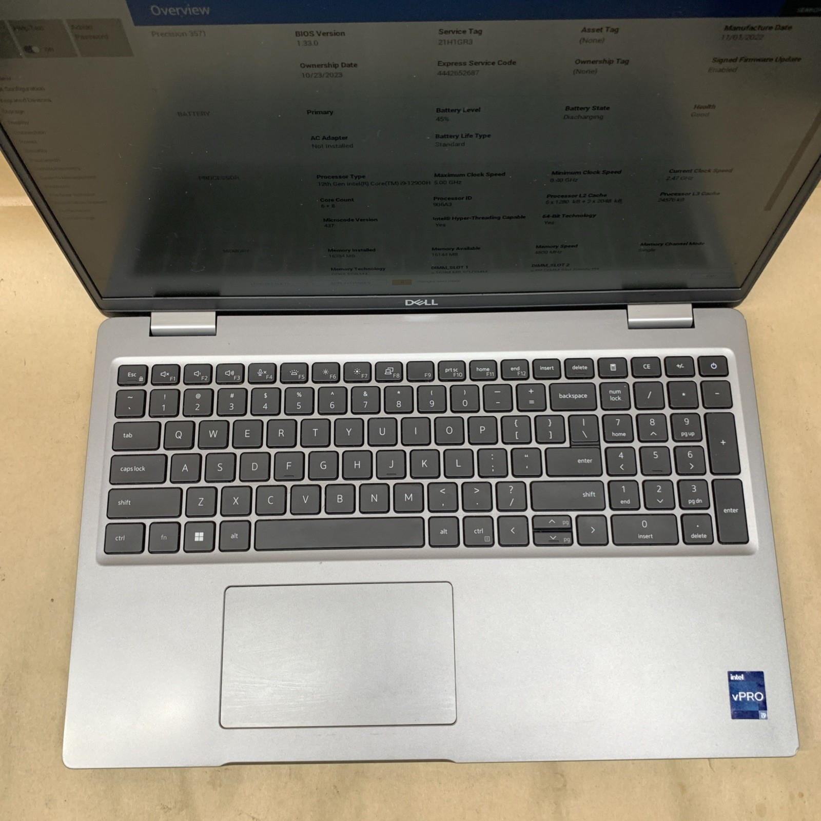 Dell Precision 3571 Intel i9-12900H 16GB RAM No SSD/OS NVIDIA RTX A10000 *READ*
