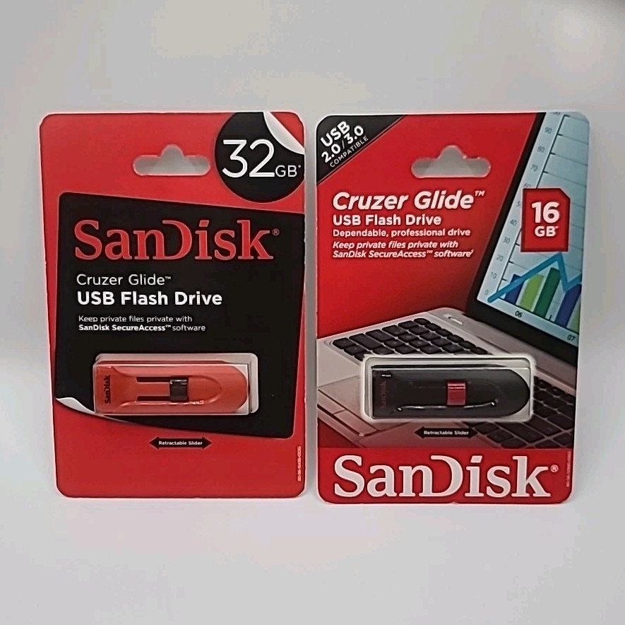 SanDisk Cruzer Glide 32GB And 16GB USB Flash Drives