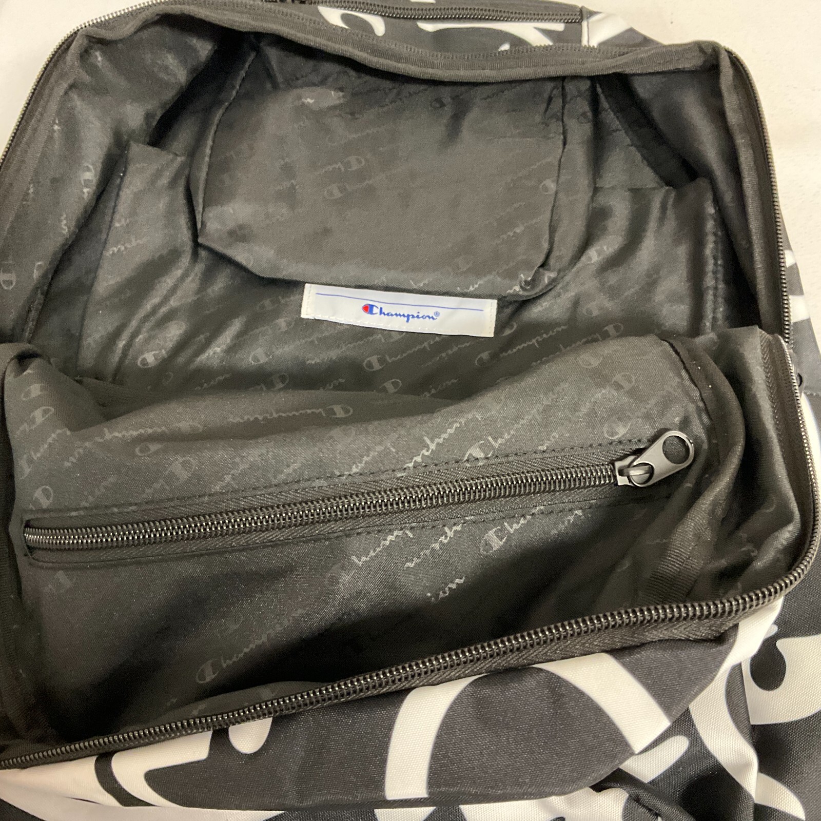 Champion Backpack Supercize Black White Fits 15 Inch Laptop One Size