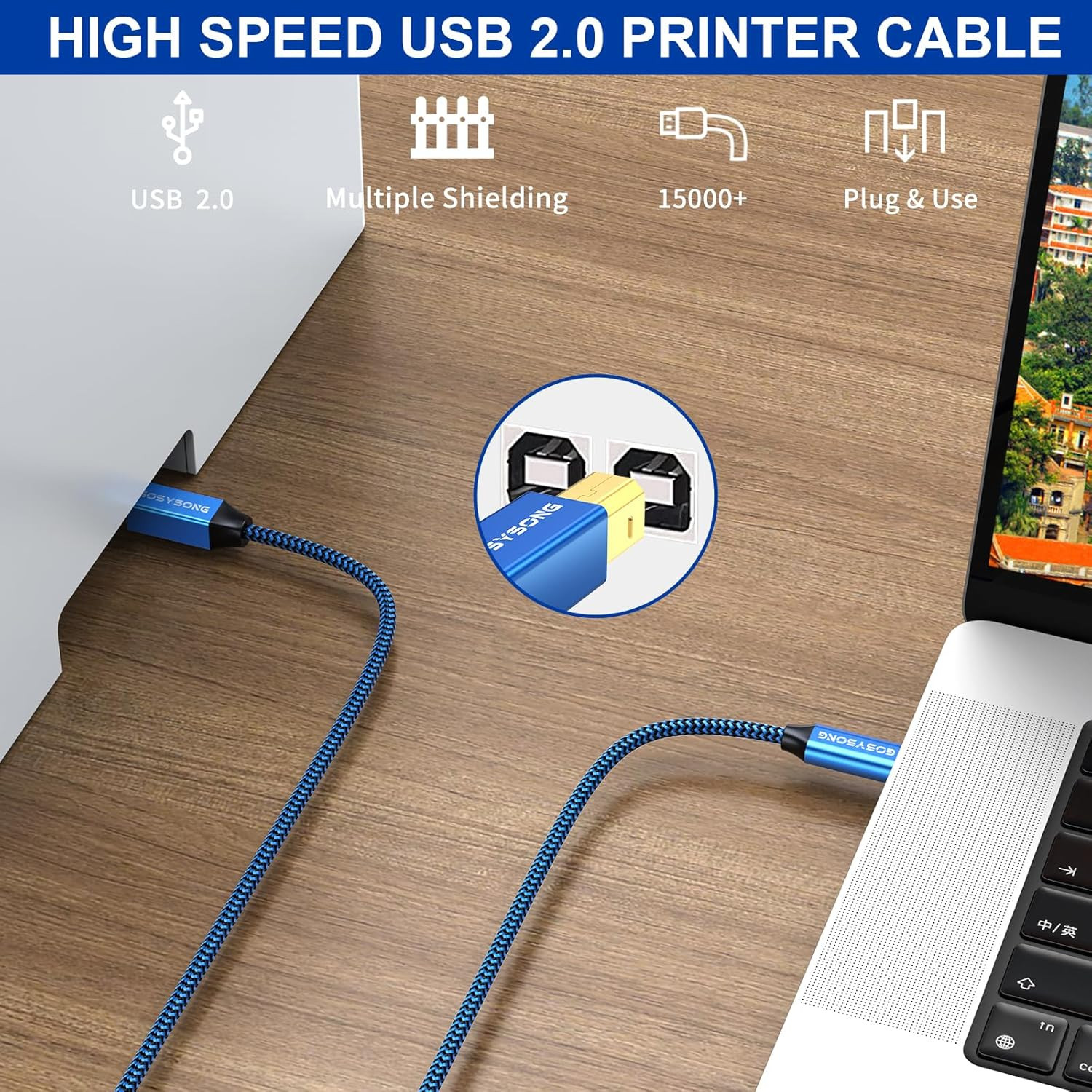 USB C Printer Cable 10Ft, High Speed USB C to B Printer Cord Compatible with Pr