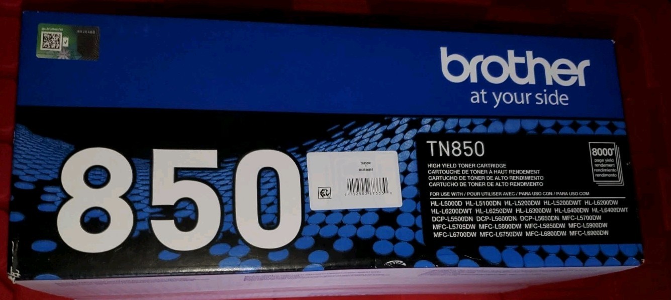 Brother TN-850 Black High Yield Toner Cartridge, Print Up to 8,000 Pages SEALED