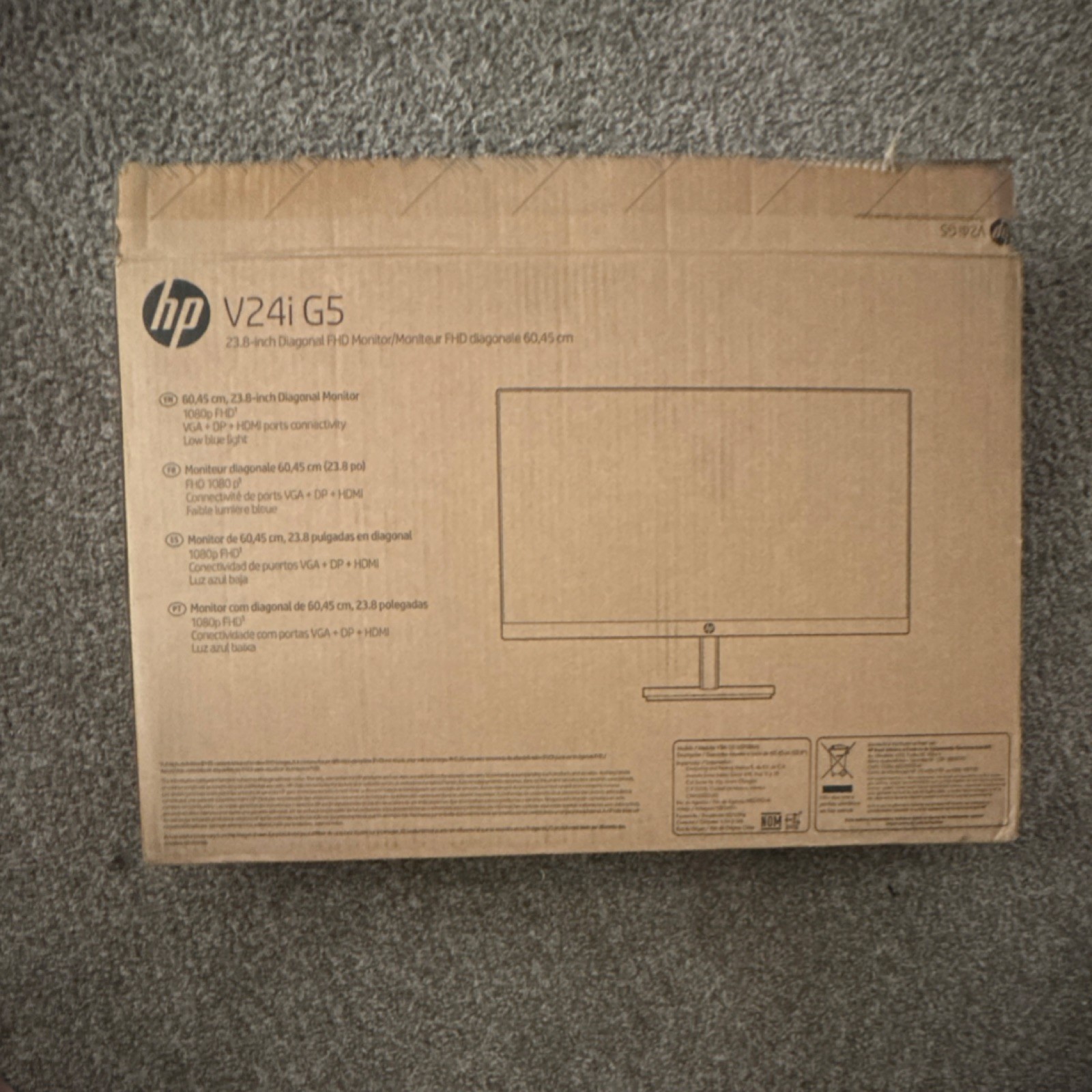 HP V24i G5 23.8″ Monitor FHD 1920×1080 VGA HDMI DisplayPort 16:9