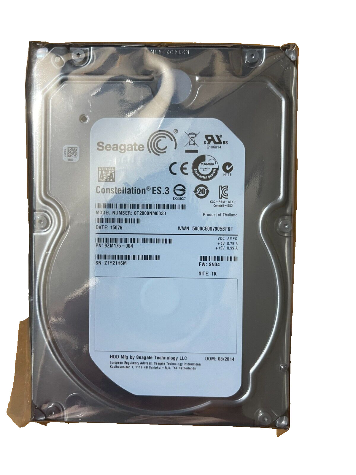 ST2000NM0033 2TB Seagate Constellation ES.3 HDD 3.5″ SATA 6Gb/s 7.2K RPM