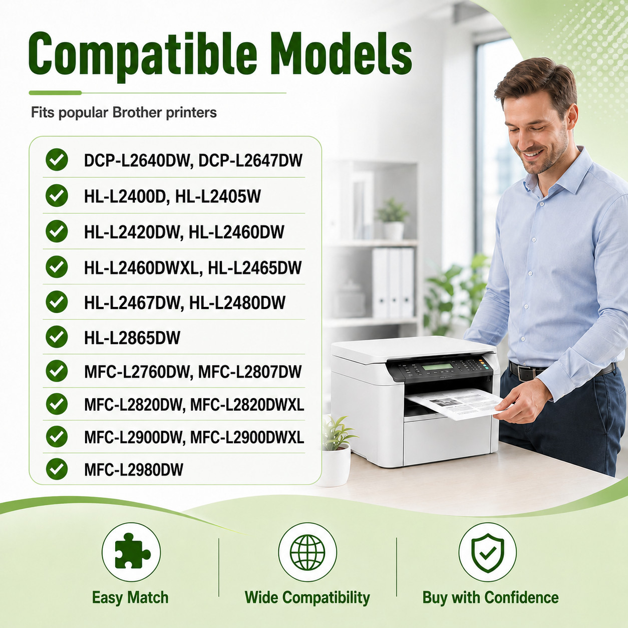1PK Compatible TN830XL TN830 Toner with HL-L2460DW HL-L2405W HL-L2400D Printer
