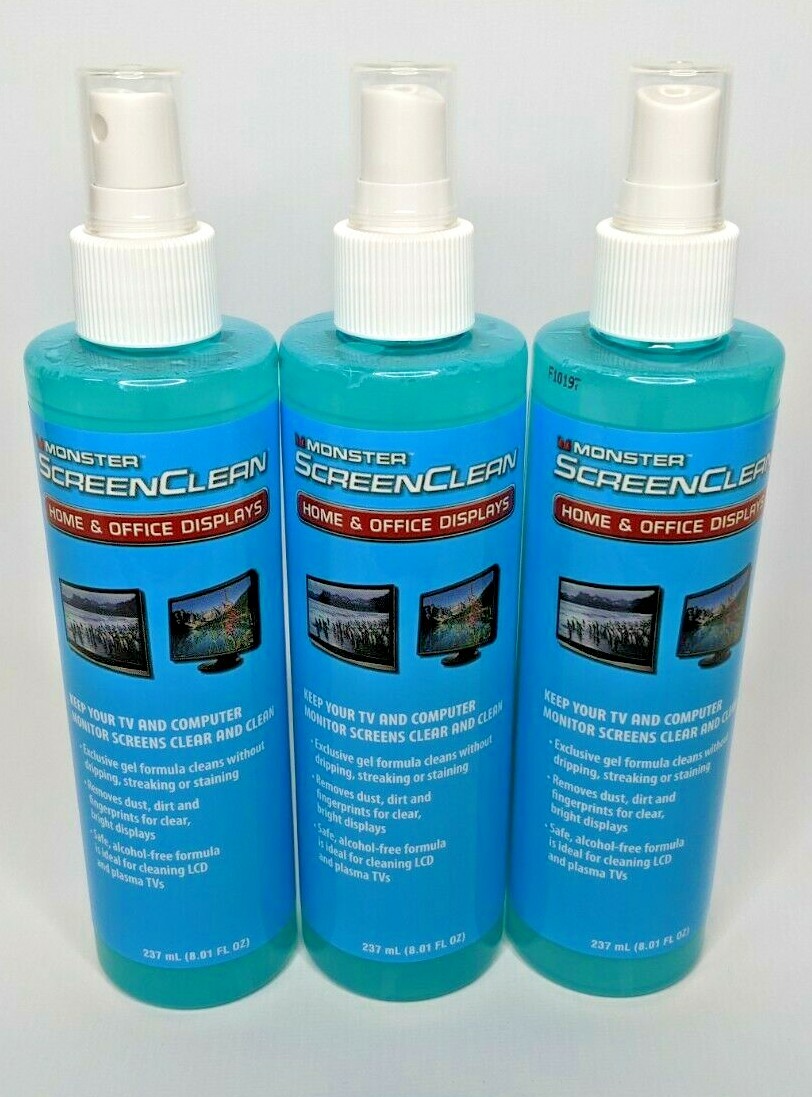 Lot of 3 NEW Monster ScreenClean Alcohol Free Liquid Gel Cleaner 237 mL(8oz ea)
