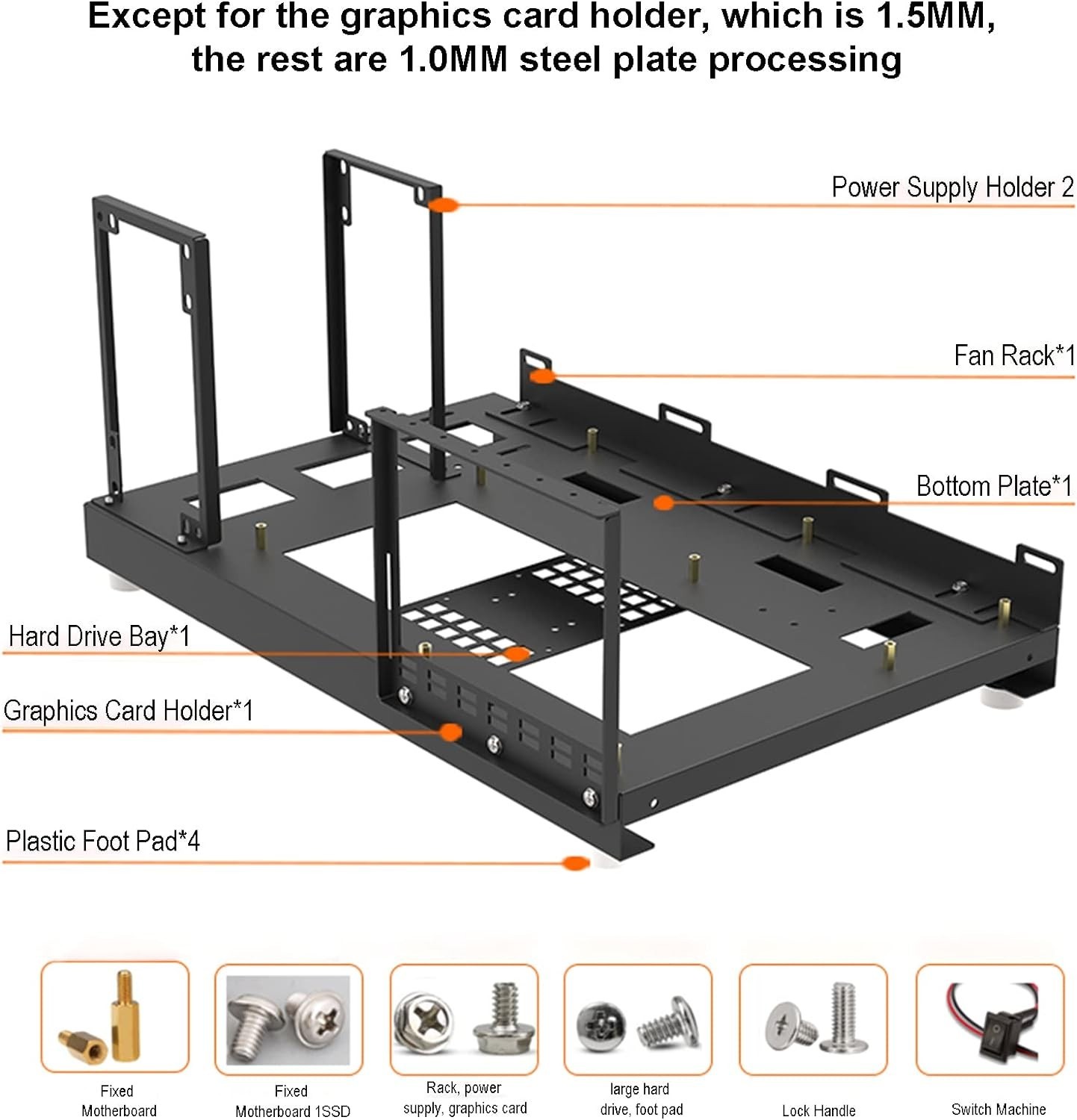 W01 DIY Portable Test Bench Open Air PC Frame Fits X79 X99 Mobo ATX MATX ITX