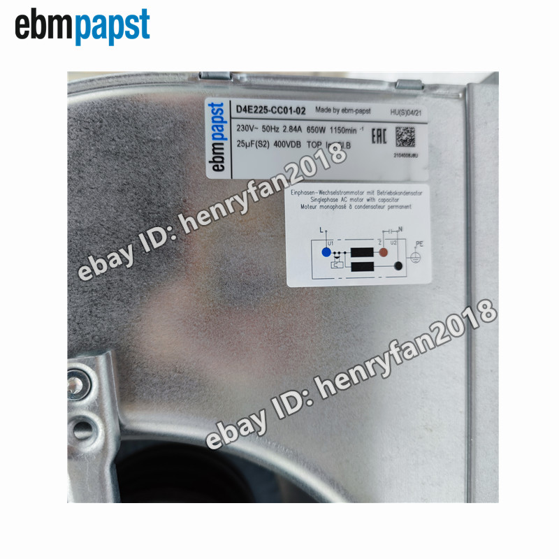 Ebmpapst D4E225-CC01-02 Centrifugal Fan AC 230V 2.84A Ebm Blower Cooling Fan